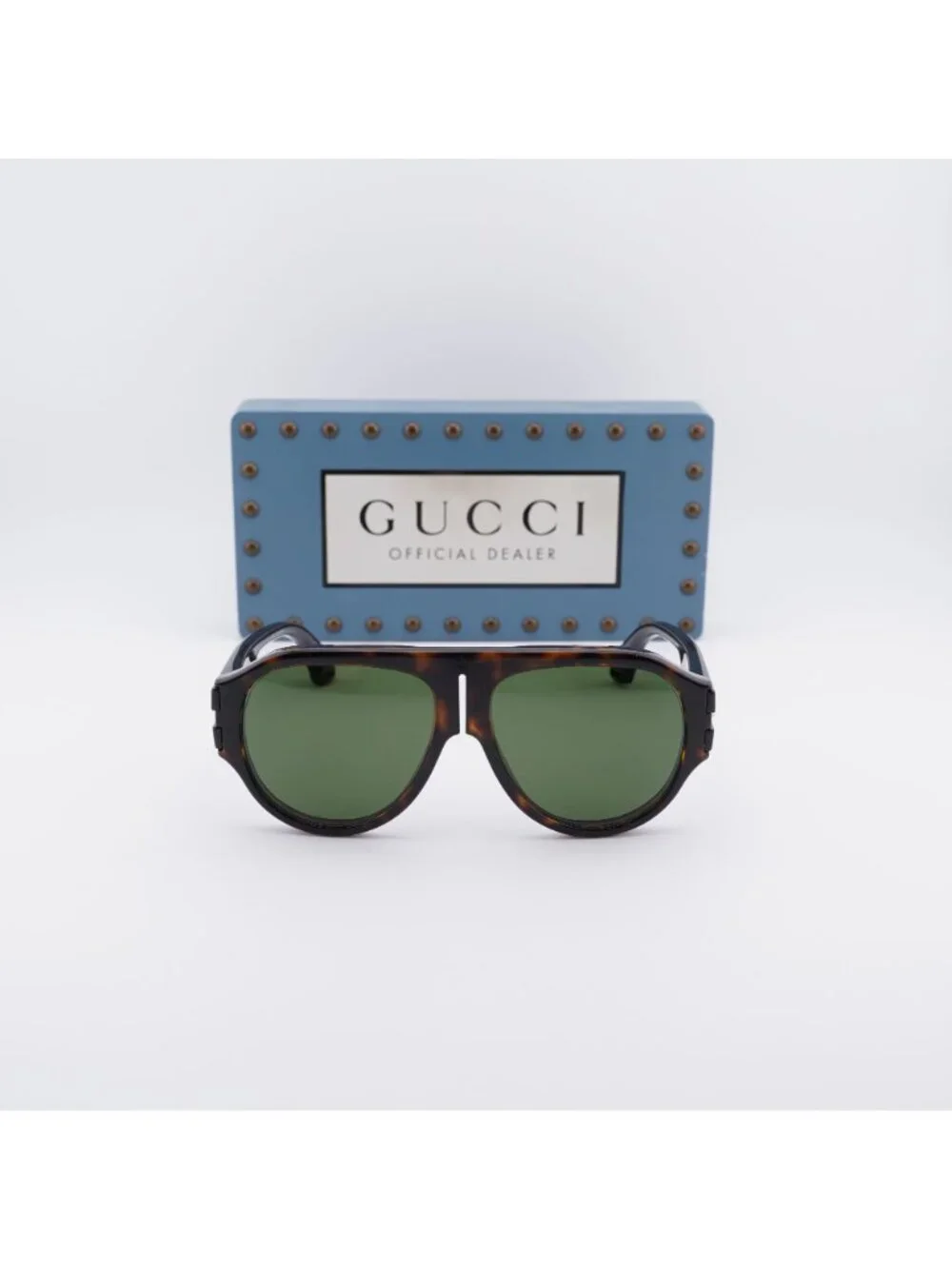 Gucci GG0665S 004 Aviator Sunglasses - Havana / Green